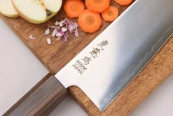 Couteau santoku kiritsuke 17,5cm japonais artisanal Wusaki Hikari SLD manche bubinga