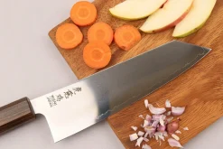 Couteau santoku kiritsuke 17,5cm japonais artisanal Wusaki Hikari SLD manche bubinga