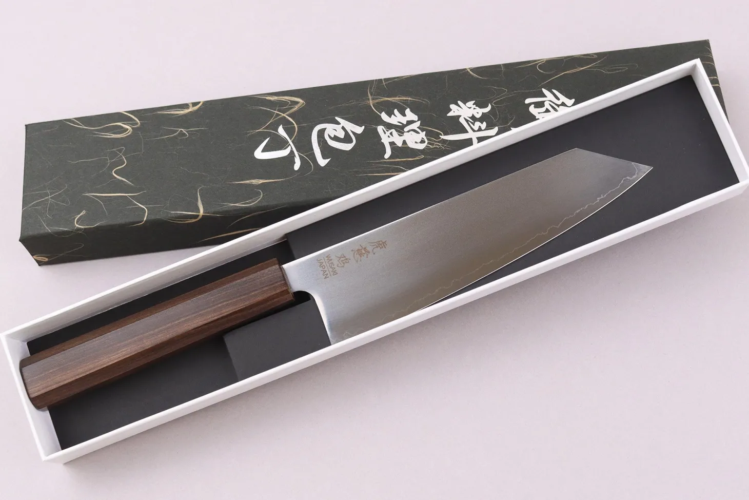Couteau santoku kiritsuke 17,5cm japonais artisanal Wusaki Hikari SLD manche bubinga