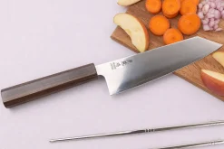 Couteau santoku kiritsuke 17,5cm japonais artisanal Wusaki Hikari SLD manche bubinga