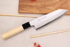 Couteau santoku kiritsuke 18cm japonais artisanal Momotaro Ginsan manche en magnolia