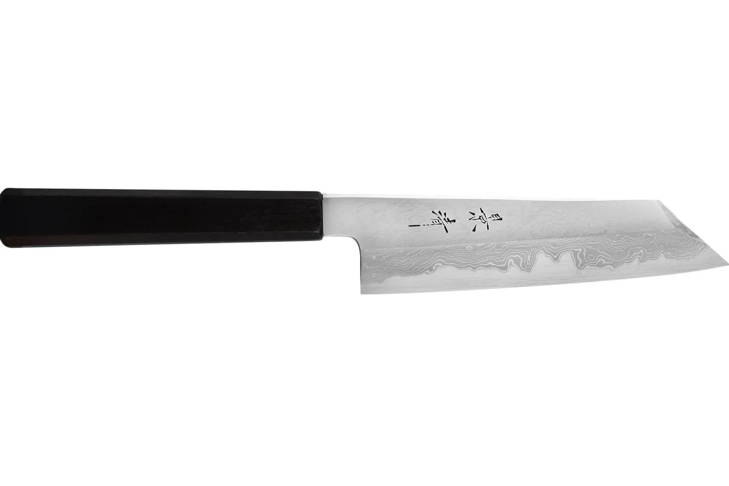 Couteau santoku kiritsuke japonais artisanal Kagekiyo Yoshikazu Tanaka Damas Aogami 18cm