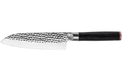Couteau santoku Kotai lame martelée 18cm manche pakkawood avec fourreau