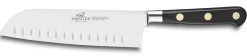 Couteau santoku SABATIER Idéal Inox 100% forgé rivets laiton alvéolé 18cm