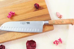 Couteau santoku Sabatier Éléphant Idéal Forgé 17cm manche en olivier