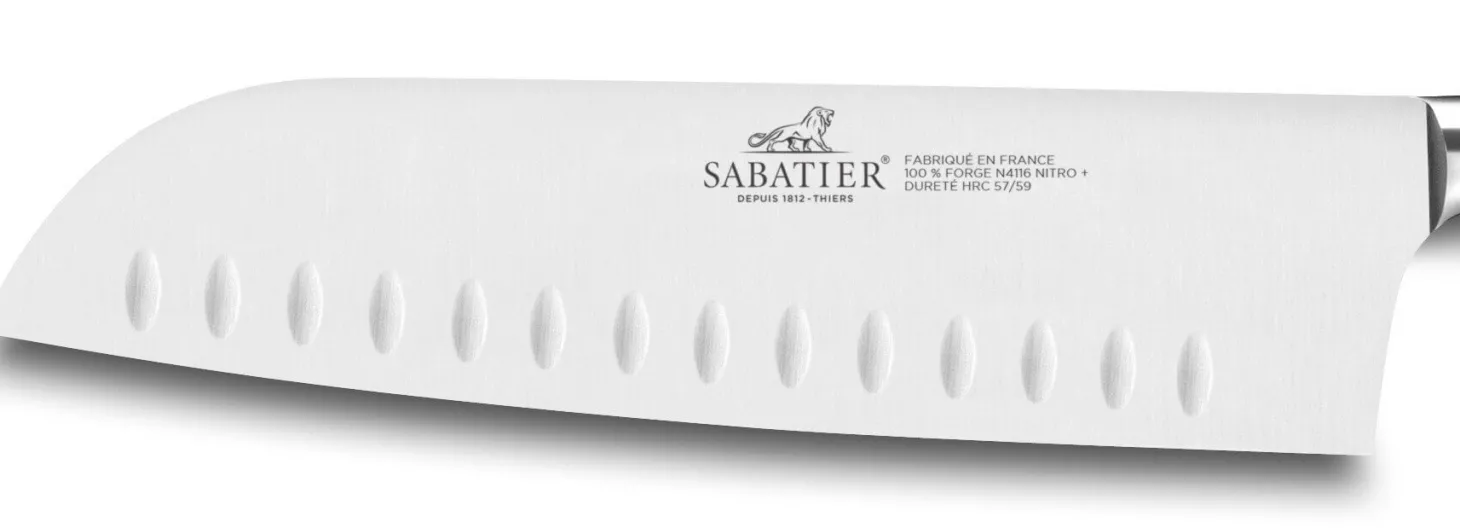 Couteau Santoku SABATIER Saveur alvéolé 100% forgé 18cm rivets laiton