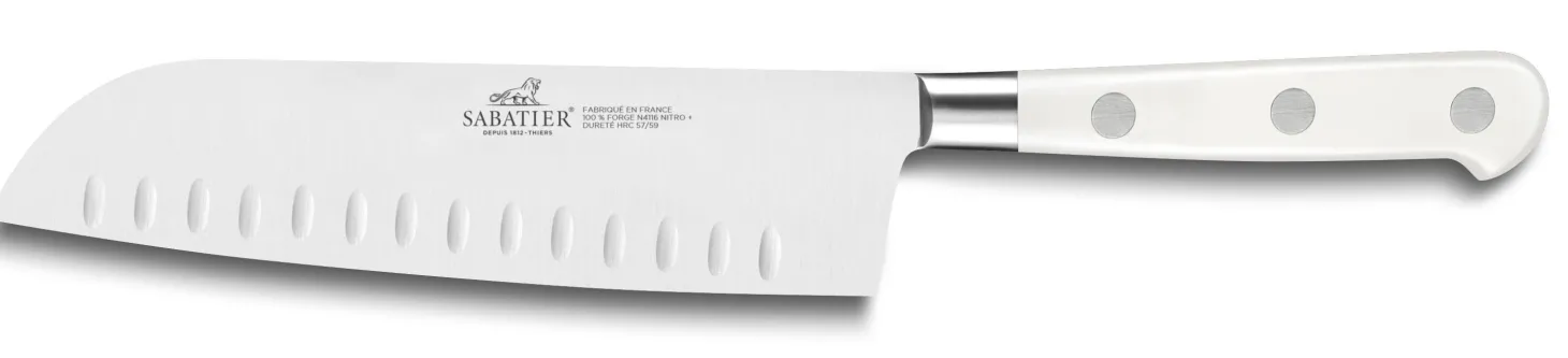 Couteau santoku Sabatier Toque blanche 100% forgé alvéolé 18cm