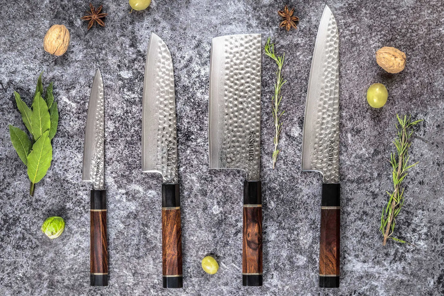 Couteau santoku Sayuto Desert Damas martelé 18cm