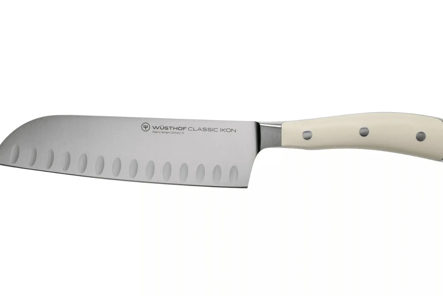 Couteau santoku Wüsthof Classic Ikon blanc forgé lame alvéolée 17cm