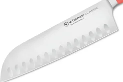 Couteau santoku Wusthof Classic Colour Coral Peach forgé lame alvéolée 17cm