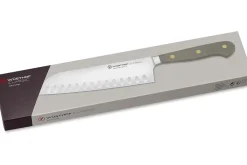 Couteau santoku Wusthof Classic Colour Velvet Oyster forgé lame alvéolée 17cm