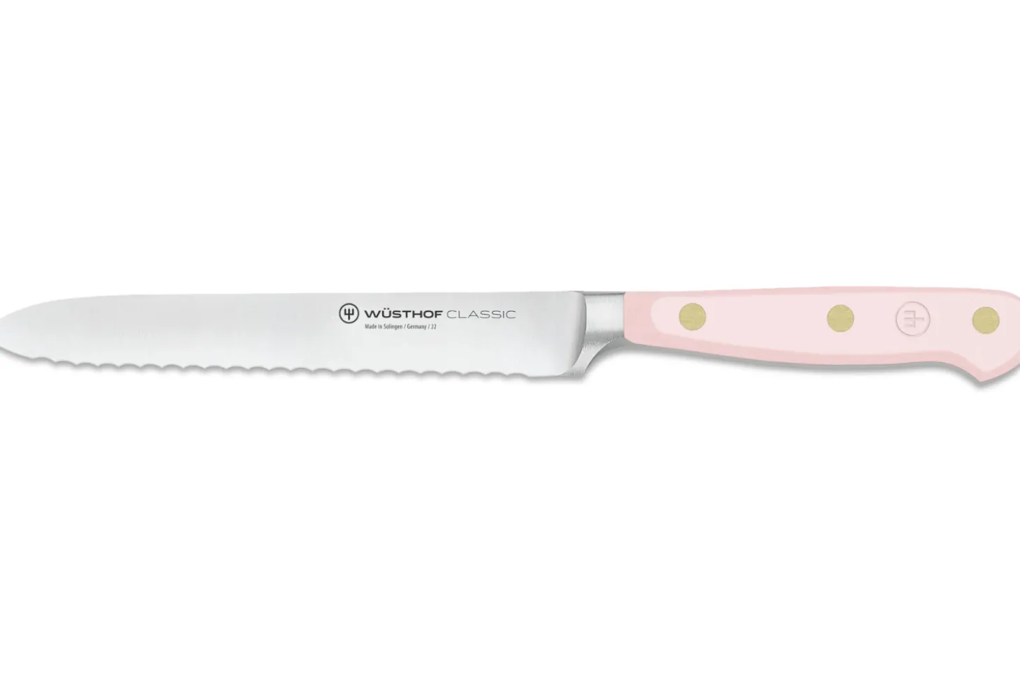 Couteau à saucisson Wusthof Classic Colour Pink Himalayan Salt forgé lame crantée 14cm