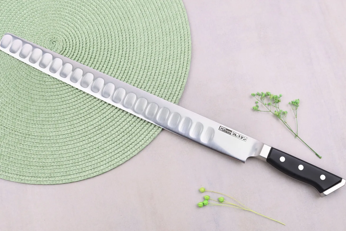Couteau à saumon alvéolé japonais Glestain K Series 36cm