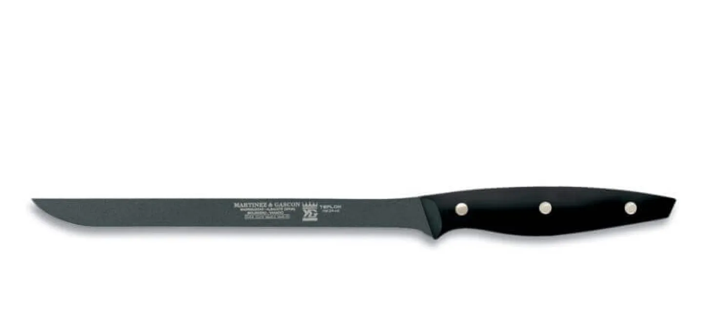 Couteau à saumon lame flexible 23cm manche noir M&G
