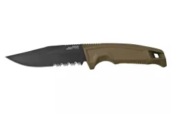 Couteau SOG Recondo FX SGRECONDOFXSFDE lame semi-dentée 11,7cm manche en caoutchouc désert + étui