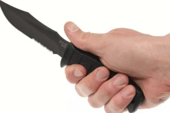 Couteau SOG Seal Pup SGM37N lame semi-dentée 12cm manche en nylon/fibres de verre noir + étui