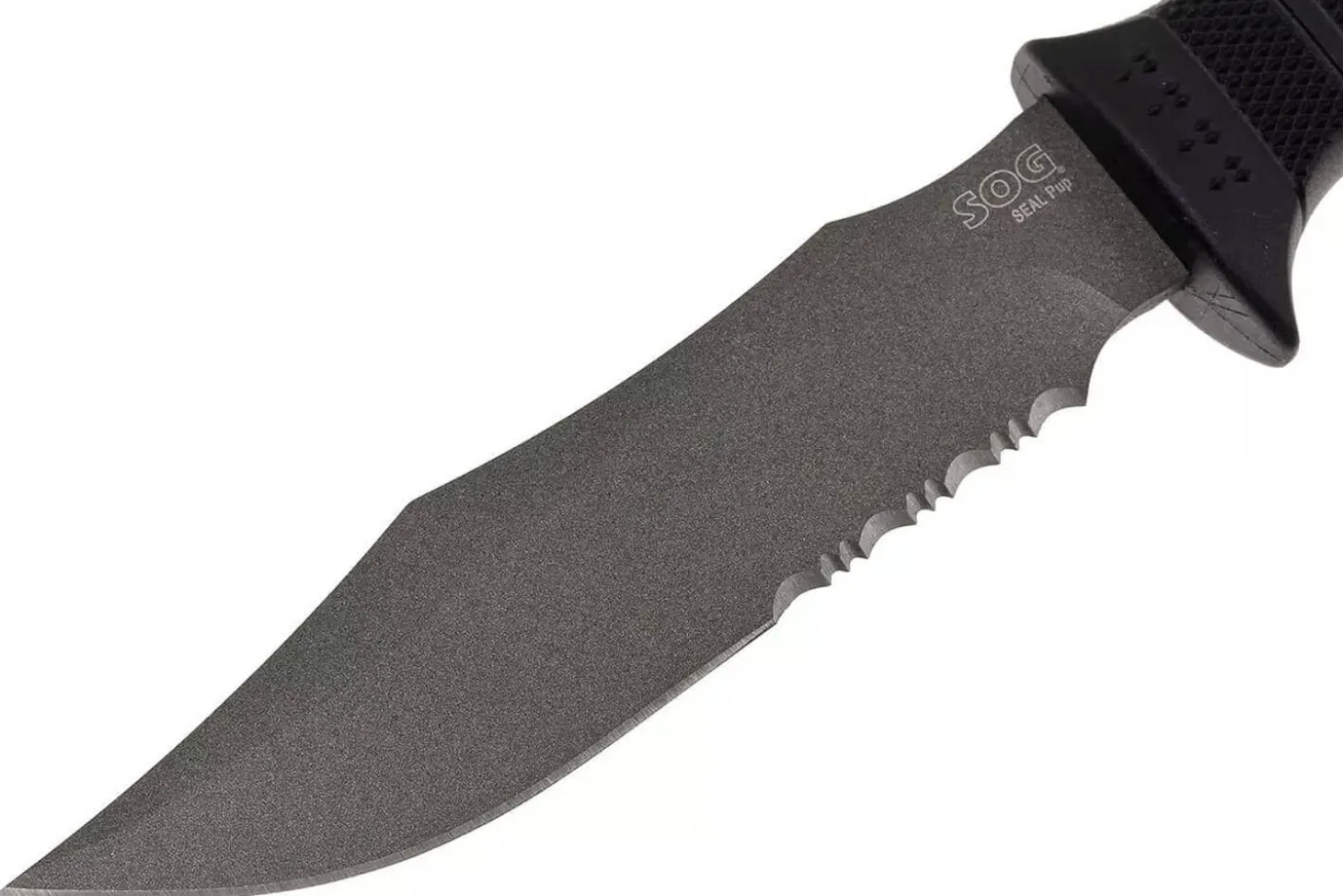 Couteau SOG Seal Pup SGM37N lame semi-dentée 12cm manche en nylon/fibres de verre noir + étui