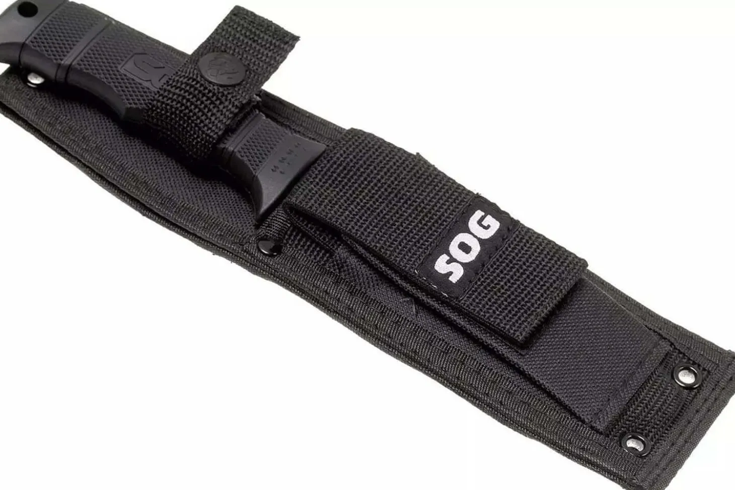 Couteau SOG Seal Pup SGM37N lame semi-dentée 12cm manche en nylon/fibres de verre noir + étui
