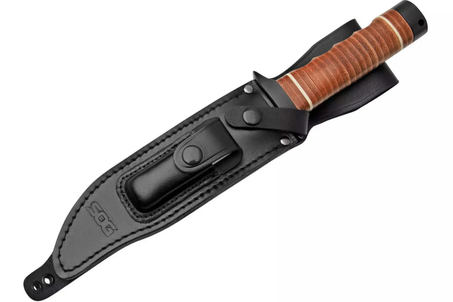 Couteau SOG Super Bowie SGSB1TL lame 19cm manche en cuir + étui en cuir