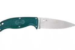 Couteau Spyderco Enuff 2 K390 FB31SBL2K390 lame dentée 10cm manche nylon / fibres de verre bleu + étui