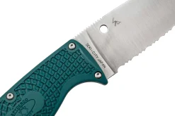Couteau Spyderco Enuff 2 K390 FB31SBL2K390 lame dentée 10cm manche nylon / fibres de verre bleu + étui