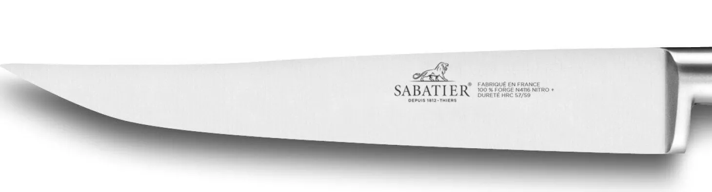 Couteau à steak SABATIER Idéal Inox 100% forgé rivets laiton lisse 13cm