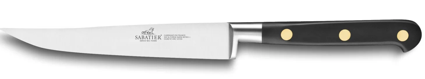 Couteau à steak SABATIER Idéal Inox 100% forgé rivets laiton lisse 13cm