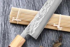 Couteau sujihiki 24cm japonais artisanal Yuzo SLD olivier et sequoia