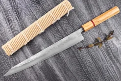 Couteau sujihiki 27cm japonais artisanal Yuzo SLD olivier et sequoia