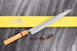 Couteau sujihiki 27cm japonais artisanal Yuzo SLD olivier et sequoia