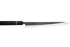Couteau sujihiki 27cm japonais artisanal Yuzo Black SLD ébène et cognassier