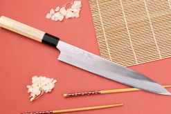 Couteau sujihiki 24cm japonais artisanal Naoki Mazaki WS2 poli