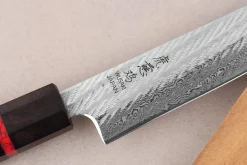 Couteau sujihiki 24cm japonais artisanal Wusaki Nawame AUS10 damas