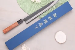Couteau sujihiki 27cm japonais artisanal Masashi Yamamoto BS1 Black Nashiji