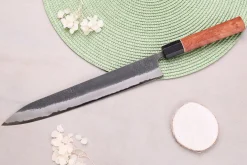 Couteau sujihiki 27cm japonais artisanal Masashi Yamamoto BS1 Black Nashiji