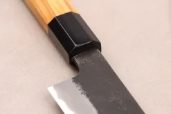 Couteau sujihiki 27cm japonais artisanal Hinoura Mutsumi Ajikataya Black Nashiji