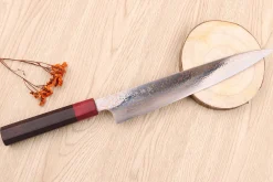 Couteau sujihiki 24cm japonais artisanal Takeshi Saji VG10 Rainbow