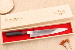 Couteau sujihiki 24cm japonais artisanal Takeshi Saji VG10 Rainbow
