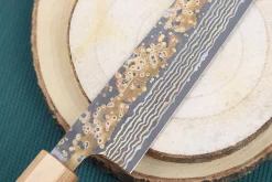 Couteau sujihiki 27cm japonais artisanal Takeshi Saji VG10 Gold