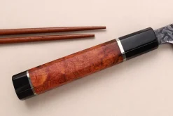 Couteau sujihiki 24cm japonais artisanal Kisuke Manaka Enn en cognassier avec 2 anneaux