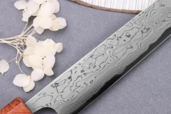 Couteau sujihiki 21cm japonais artisanal Toshihiro Wakui Aogami 2 damas laminé