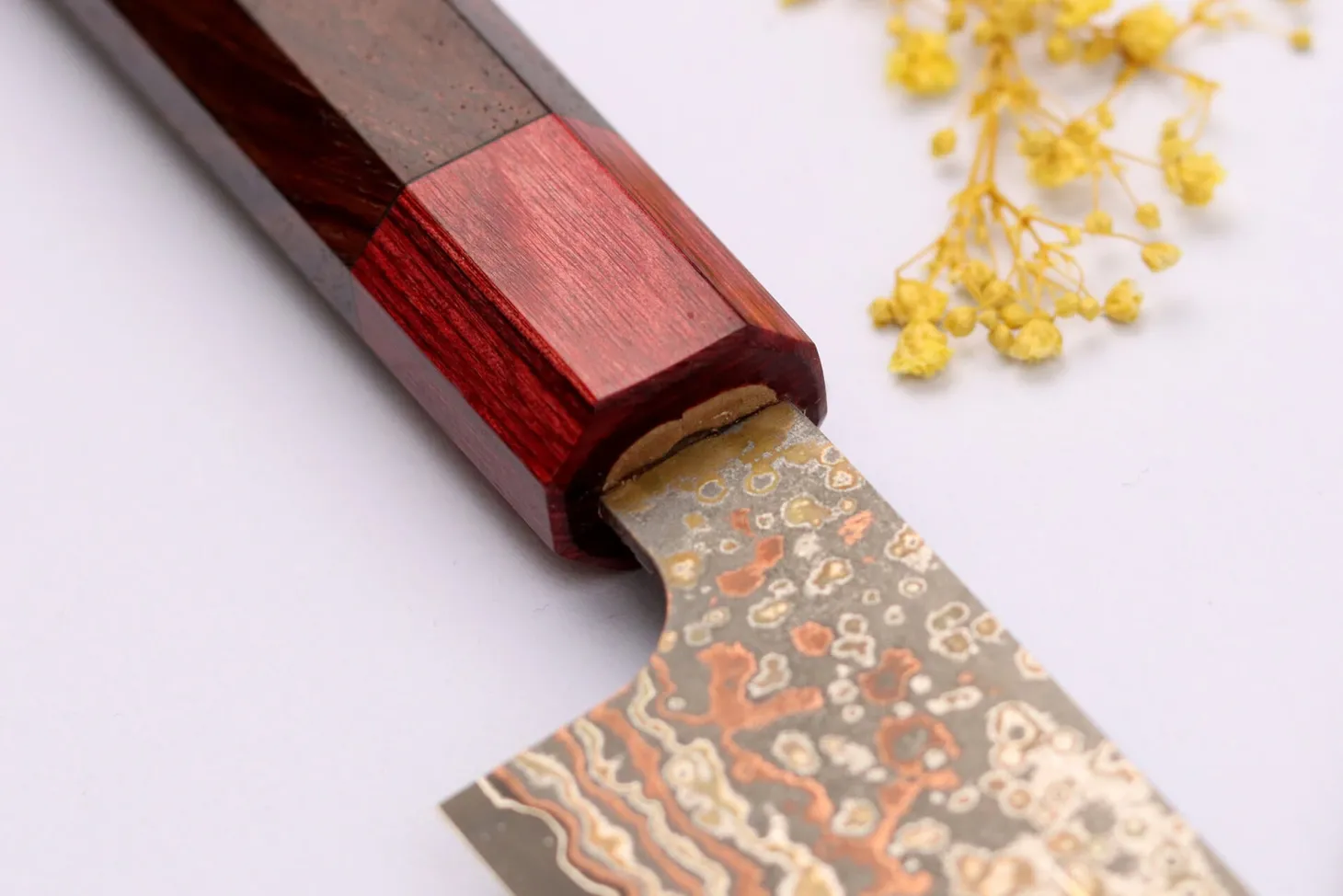 Couteau sujihiki 24cm japonais artisanal Takeshi Saji VG10 Rainbow Nashiji