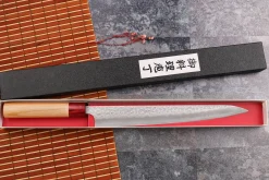 Couteau sujihiki japonais artisanal Tsunehisa Aogami Super martelé 27cm