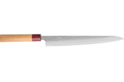 Couteau sujihiki japonais artisanal Tsunehisa Aogami Super martelé 27cm