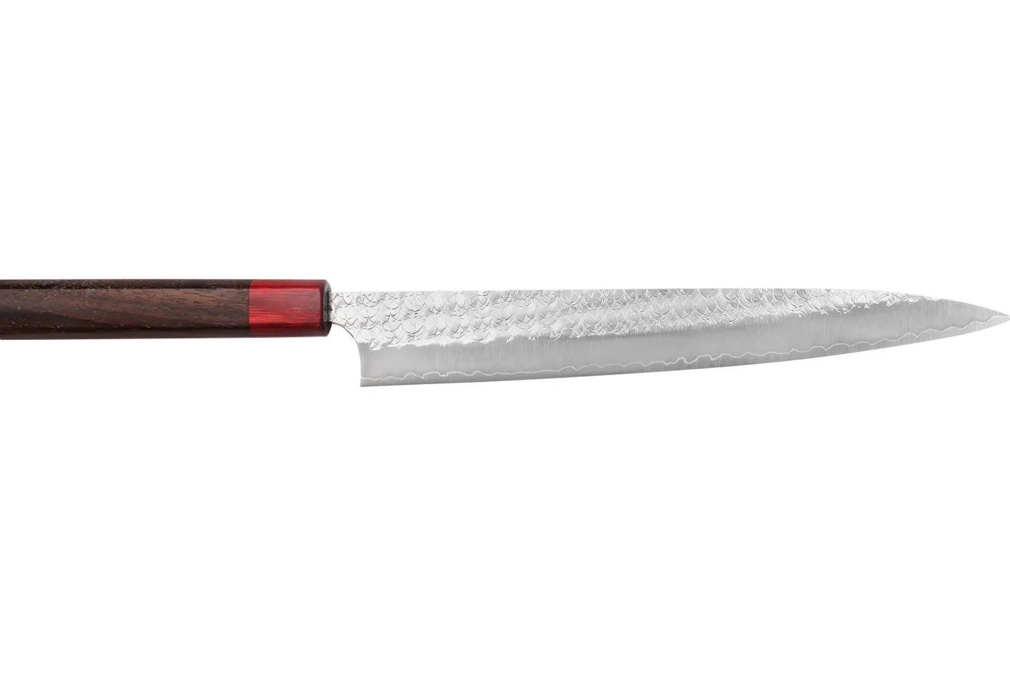 Couteau sujihiki japonais artisanal Yoshimi Kato Minamo SG2 Tsuchime 27cm