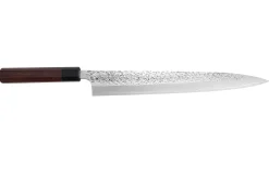 Couteau sujihiki japonais artisanal martelé Yu Kurosaki Shizuku 30cm acier SG2