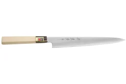 Couteau sujihiki japonais artisanal Kasahara Shigehiro forgé par Yoshikazu Ikeda 24cm