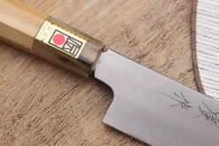 Couteau sujihiki japonais artisanal Kasahara Shigehiro forgé par Yoshikazu Ikeda 27cm