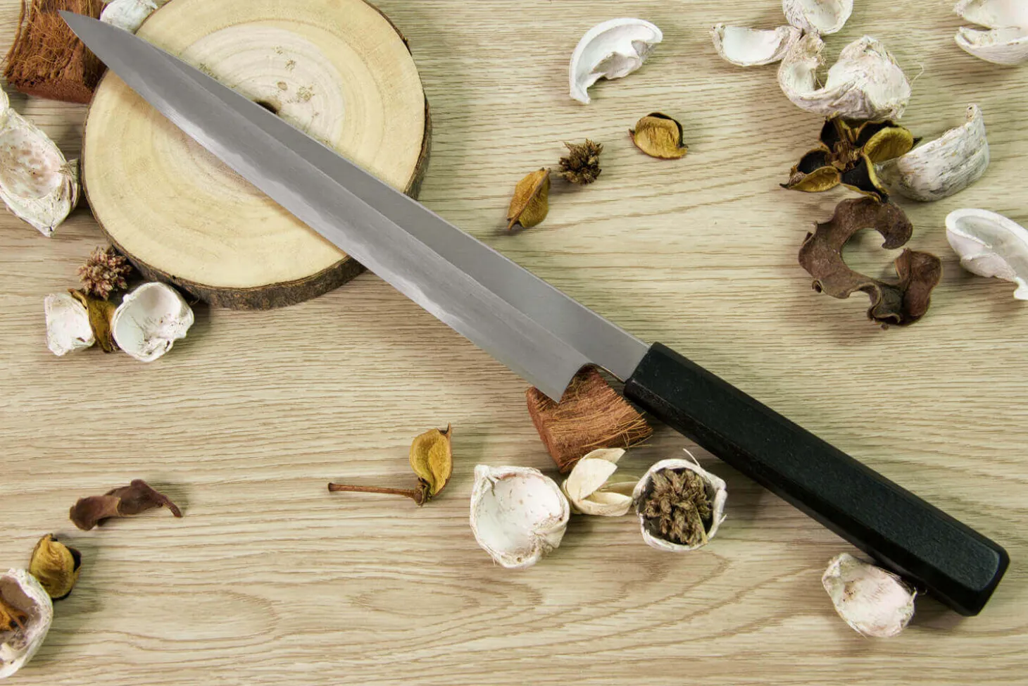 Couteau sujihiki japonais artisanal Kagekiyo Suri Urushi 24cm