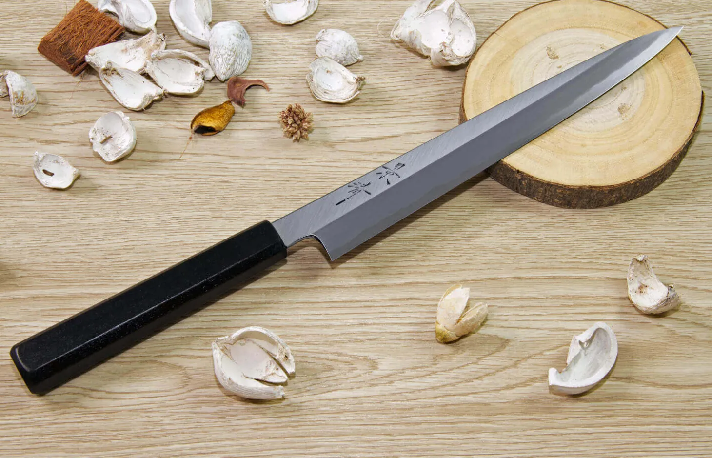 Couteau sujihiki japonais artisanal Kagekiyo Suri Urushi 24cm